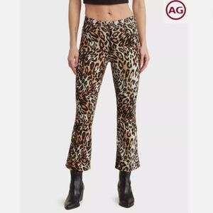 AG The Quinne Crop High Rise Kick-Flare Pants in Bold Leopard Ivory Dust 25